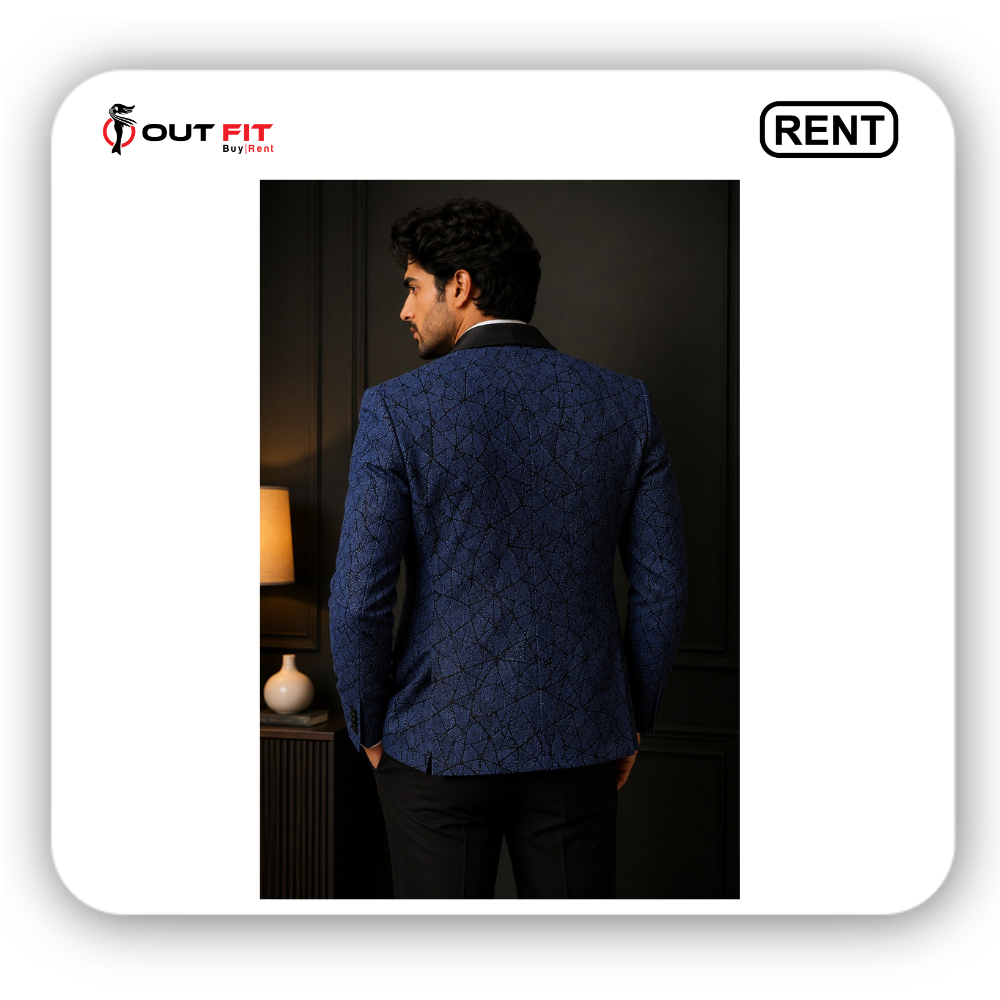 navy blue work blazer for men for rent in bangalore back view